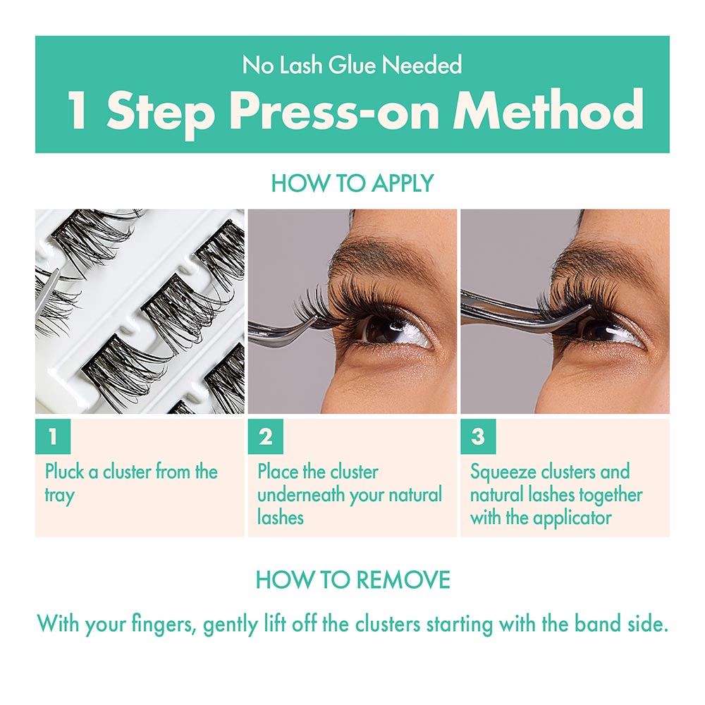Press & Go Press-On Pre-Glued Lash Clusters – Glam Day - Ivy Beauty